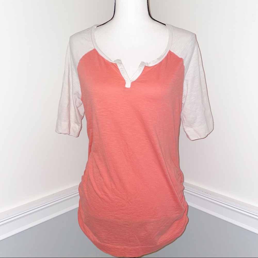 Maternity Coral & Off White Shirt
